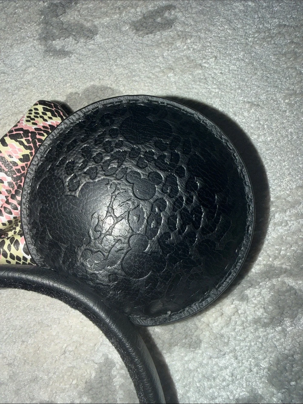 Walt Disney world black Faux Leather Minnie Ears with Pink Snake-Print animal